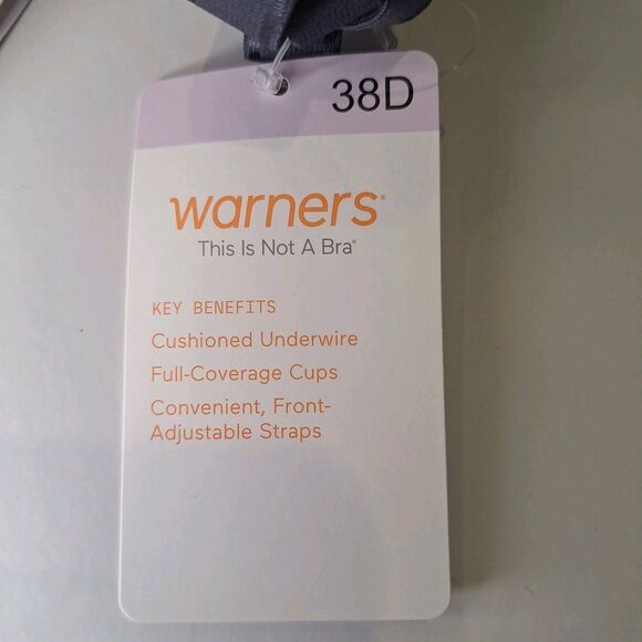 Warners This Is Not A Bra Underwire T-Shirt Bra 38D NWT 01593 Gunmetal Geo Print - Picture 7 of 8